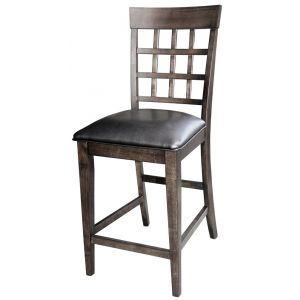 A-America - Bristol Point Lattice back Counter Chair in Warm Grey Finish - (Set of 2) - BTLWG3732