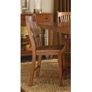 A-America - Laurelhurst Slatback Counter Chair in Contoured Solid Wood Seat in Mission Oak Finish - (Set of 2) - LAUOA3752