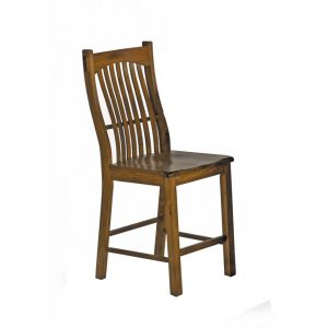 A-America - Laurelhurst Slatback Counter Chair in Contoured Solid Wood Seat in Rustic Oak Finish - (Set of 2) - LAURO3752