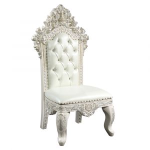 ACME Furniture - Adara Side Chair (Set of 2) - White Leather & Antique White - DN01230