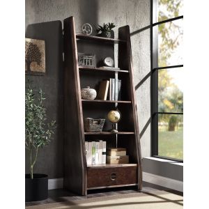 ACME Furniture - Brancaster Bookcase - Bronze Aluminium & Morrocco Top Grain Leather - OF02405