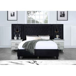 ACME Furniture - Damazy Eastern King Bed - Black Velvet - BD00974EK