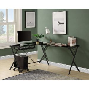 ACME Furniture - Demas Computer Desk - Black Glass & Black - OF00046