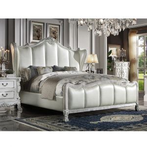 ACME Furniture - Dresden II Eastern King Bed - Synthetic Leather & Bone White - BD01673EK