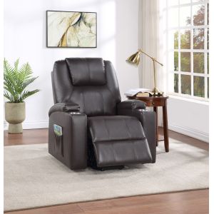 ACME Furniture - Evander Recliner w/Power Lift - Brown Leather Aire - LV02181