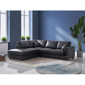ACME Furniture - Geralyn Sectional Sofa w/2 Pillows - Black Leather - LV02397