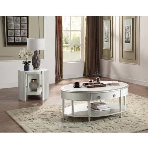 ACME Furniture - Kasa End Table - Sintered Stone & Champagne - LV01503