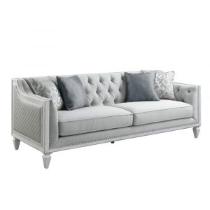 ACME Furniture - Katia Sofa w/4 Pillows - Light Gray Linen & Weathered White - LV01049