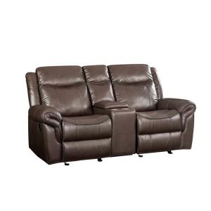 ACME Furniture - Lydia Motion Loveseat w/USB & Console - Brown Leather Aire - LV00655
