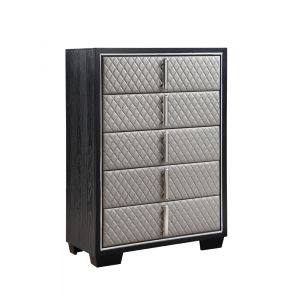 ACME Furniture - Nicola Chest - Silver Synthetic Leather & Black - BD01431