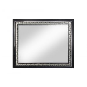 ACME Furniture - Nicola Mirror - Silver Synthetic Leather & Black - BD01429