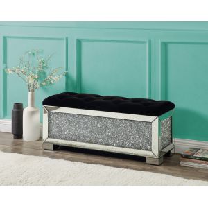 ACME Furniture - Noralie Bench w/Storage - Mirrored & Faux Diamonds - AC00532