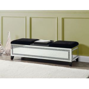 ACME Furniture - Noralie Bench w/Storage - Mirrored & Faux Diamonds - AC00533