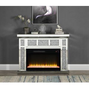 ACME Furniture - Noralie Fireplace - Mirrored & Faux Diamonds - AC00513