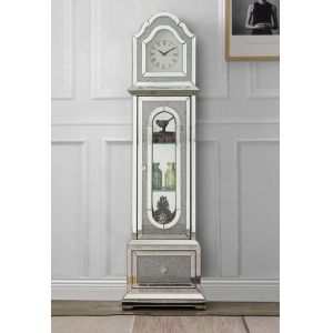 ACME Furniture - Noralie Grandfather Clock w/LED - Mirrored & Faux Diamonds - AC00347