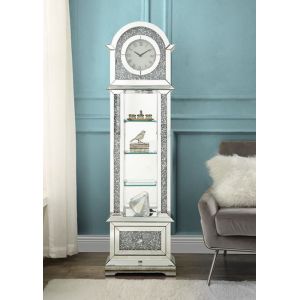ACME Furniture - Noralie Grandfather Clock w/LED - Mirrored & Faux Diamonds - AC00352