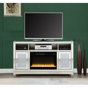 ACME Furniture - Noralie TV Stand w/Fireplace - Mirrored & Faux Diamonds - LV00310