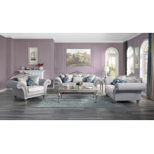 ACME Furniture - Pelumi Loveseat w/5 Pillows - Light Gray Linen & Platinum - LV01113