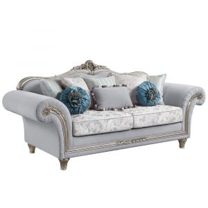 ACME Furniture - Pelumi Sofa w/8 Pillows - Light Gray Linen & Platinum - LV01112