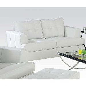 ACME 15097B Platinum Chair with White Bonded Leather