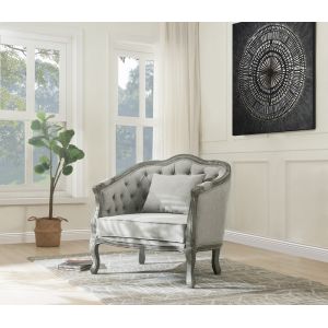 ACME Furniture - Samael Chair w/Pillow - Gray Linen & Gray Oak - LV01163
