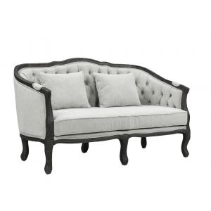 ACME Furniture - Samael Loveseat w/2 Pillows - Gray Linen & Dark Brown - LV01128