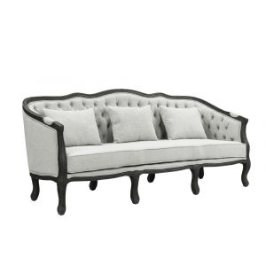 ACME Furniture - Samael Sofa w/3 Pillows - Gray Linen & Dark Brown - LV01127