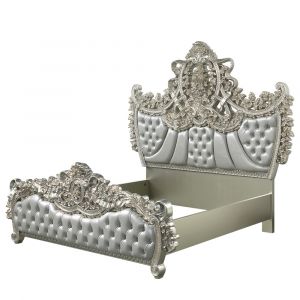 ACME Furniture - Sandoval Eastern King Bed - Beige Synthetic Leather & Champagne - BD01487EK
