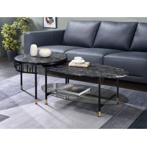 ACME Furniture - Silas Nesting Coffee Table Set - Engineering Stone Top & Black - LV01088