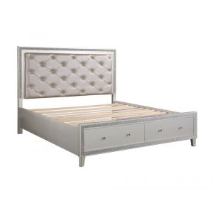 ACME Furniture - Sliverfluff Queen Bed w/Storage & LED - Synthetic Leather & Champagne - BD00242Q