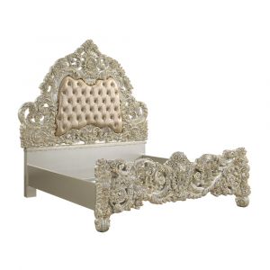 ACME Furniture - Sorina Eastern King Bed - Synthetic Leather & Antique Gold - BD01241EK