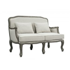 ACME Furniture - Tania Loveseat w/2 Pillows - Cream Linen & Brown - LV01131