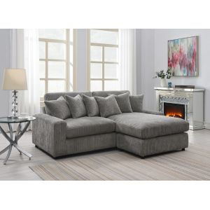 ACME Furniture - Tavia Sectional Sofa w/6 Pillows - Gray Corduroy - LV01882