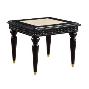 ACME Furniture - Tayden End Table w/Marble Top - Natural Marble Top & Black - LV01159