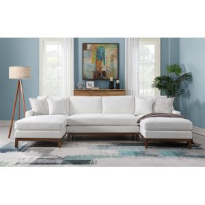 ACME Furniture - Valiant Sectional Sofa w/4 Pillows - Ivory Chenille - LV01881