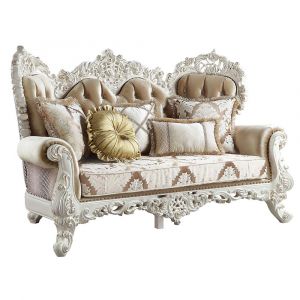 ACME Furniture - Vanaheim Loveseat w/5 Pillows - Antique White - LV00804