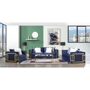 ACME Furniture - Virrux Loveseat w/4 Pillows - Blue Velvet & Gold - LV00294