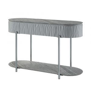 ACME Furniture - Yukino Sofa Table - Gray High Gloss & Chrome - LV02413
