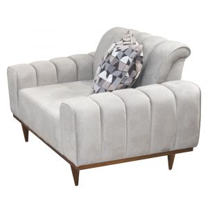 Aico by Michael Amini - Balboa Chenille Chair and a Half - Shell Gray/Warm Walnut - LFR-BLBA838-SHL-218