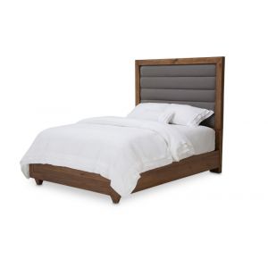 AICO by Michael Amini - Brooklyn Walk - Queen Panel Bed with Fabric Insert - Burnt Umber - KI-BRKW012QN-408N