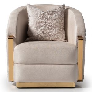 AICO - Carmela Accent Chair - Almond/Gold - LFR-CRMA835-AMD-806