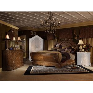 AICO by Michael Amini - Cortina King Sleigh Bedroom Set w/ Chest (6 pc) in Honey Walnut - NF6500EKSL6C-28