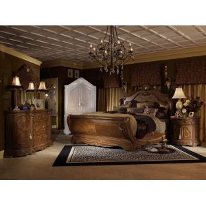 AICO by Michael Amini - Cortina Queen Sleigh Bedroom Set (7 pc) in Honey Walnut - NF6500QSL7-28