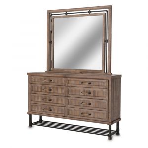 AICO by Michael Amini - Crossings Dresser and Mirror in Reclaimed Barn