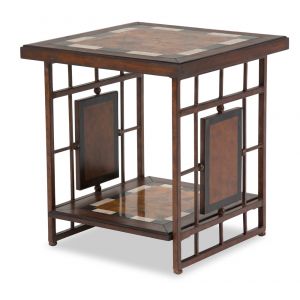 AICO by Michael Amini - Freestanding Sao Paulo End Table w/ Stone Top & Metal Accent Base - FS-SOPLO202_CLOSEOUT