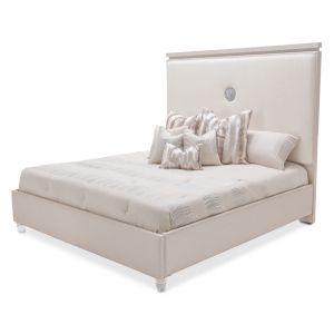 AICO by Michael Amini - Glimmering Heights Cal. King Upholstered Bed Complete in Ivory