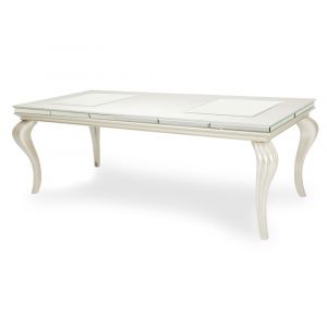 AICO by Michael Amini - Hollywood Loft 4 Leg Dining Table w/ Glass Inserts in Frost - 9001600-104