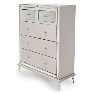 AICO by Michael Amini - Hollywood Loft Upholstered 5 Drawer Chest in Frost - 9001670-104