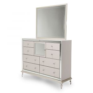 AICO by Michael Amini - Hollywood Loft Upholstered Dresser and Mirror in Frost - 9001650-60-104