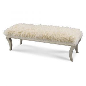 AICO by Michael Amini - Hollywood Swank Bed Bench w/ Faux Sheepskin- K/D in Platinum - NT03904FN-05